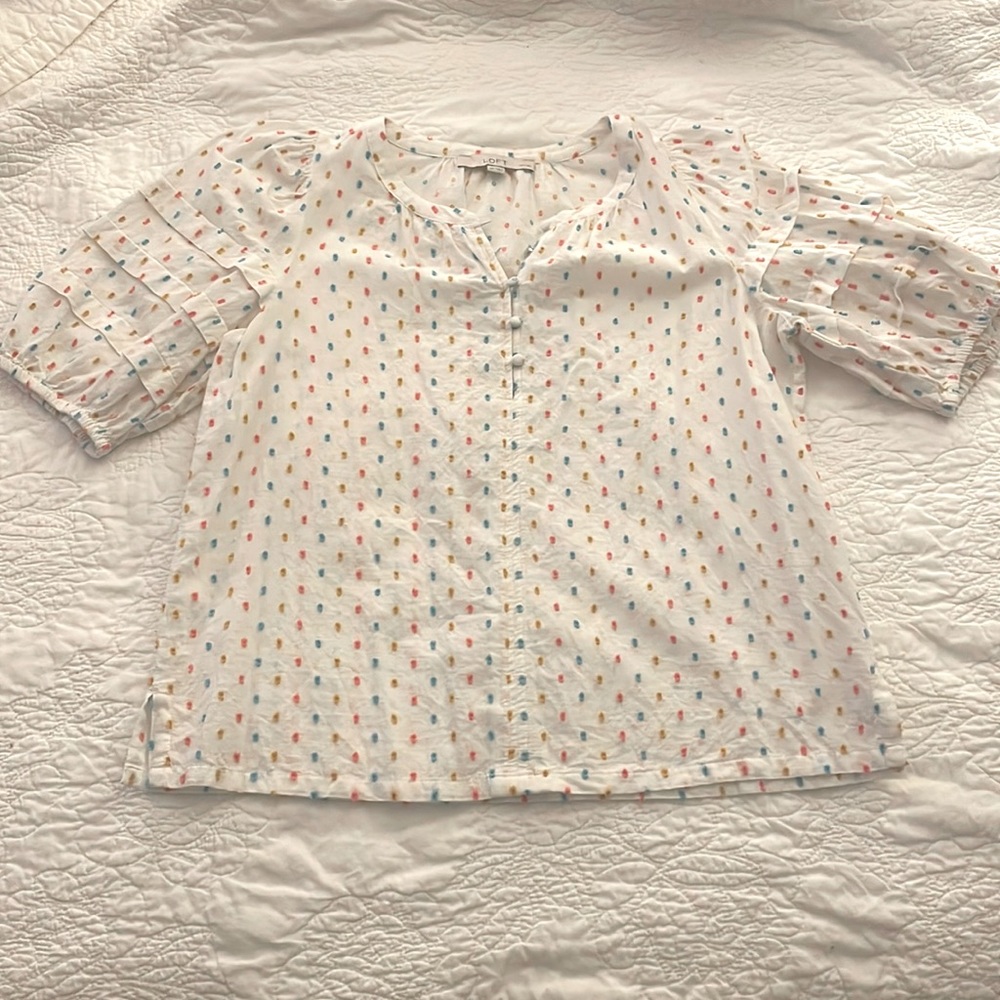 Loft Springy Cotton Dot Top - Small Petite